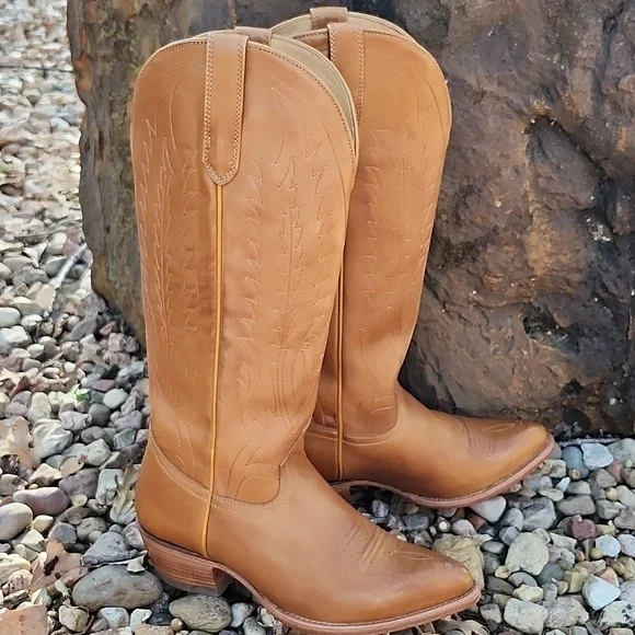 BLACK STAR LEATHER WESTERN KNEE HIGH BOOTS - Picture 11 of 15